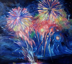 Lia Aminov Fireworks, 105x35 cm, oil painting, 2019.jpg