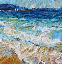 Lia Aminov Olivieri beach 2 seascape oil painting 15x15 cm, 2017.jpg