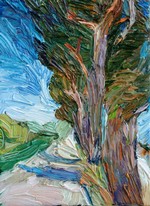 Lia Aminov Pine trees 3, oil painting, 21x15 cm, 2019.jpg