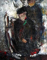 Lia Aminov abstract composition with two figures oil painting.JPG