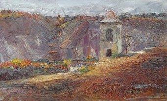 Lia Aminov autumn landscape in Butuceni pil painting.jpg