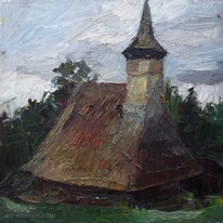 Lia Aminov old church Maramures oil painting 3.jpg