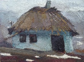 Lia Aminov old house in Nikolaivka oil painting 2006.jpg