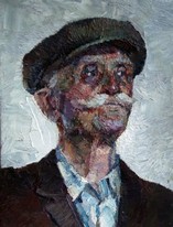 Lia Aminov portrait of an old man with hat oil painting.JPG