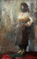Lia Aminov women in in national costume small study oil painting.jpg