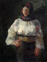 Lia Aminov women in national costume oil painting.JPG