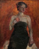 Lia Aminov women with black  dress oil painting 2003.jpg