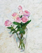Lia Aminov Pink roses on white 50x40 cm, oil painting, 2019.jpg