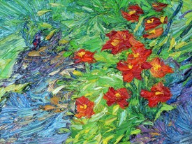Lia Aminov Wild red flowers, 24x18 cm, oil painting, 2017.jpg