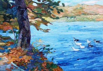 Lia Aminov Autumn lake, 35x50 cm, 2017 oil painting.jpg