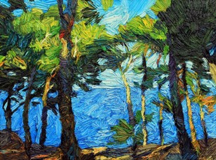 Lia Aminov Mediterranean trees, 30x40 cm, oil painting, 2018.jpg