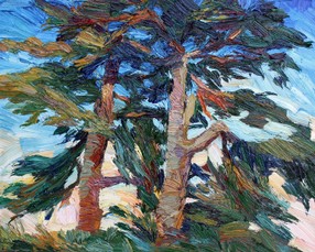 Lia Aminov Two old pine trees, 50x40 cm, 2020.jpg