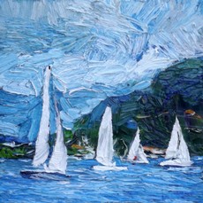 Lia Aminov Sail boats oil painting, 25x25 cm, 2016.jpg